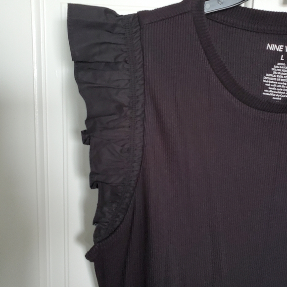 Nine West Black Flutter Sleeve Top - Picture 3 of 5